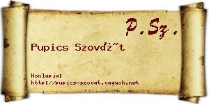 Pupics Szovát névjegykártya